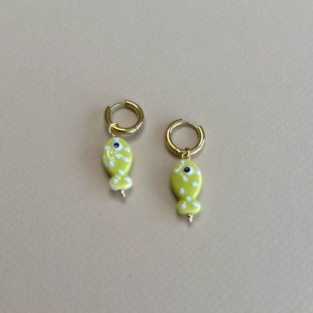 Green Fish earrings S1134 - Picture 2 of 3